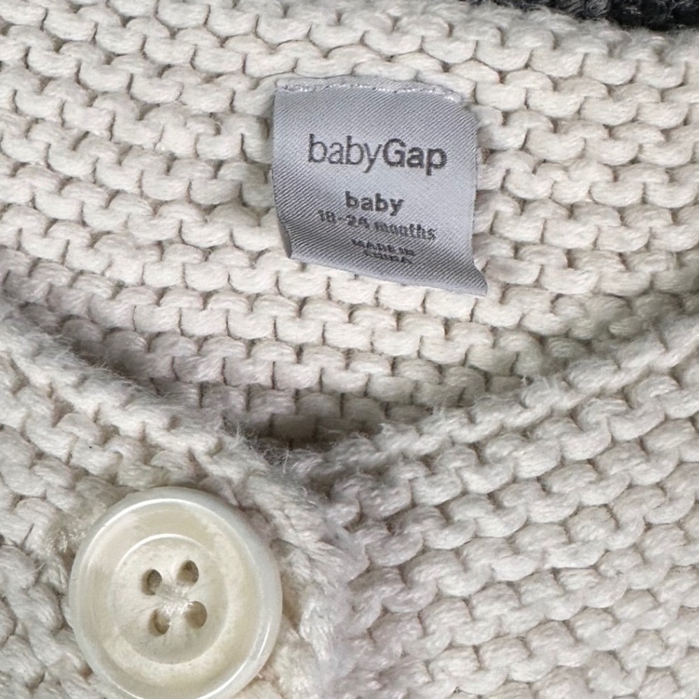babyGap Cream Cable‎ Knit Cardigan Sweater Off White 18-24 Months - Picture 3 of 4